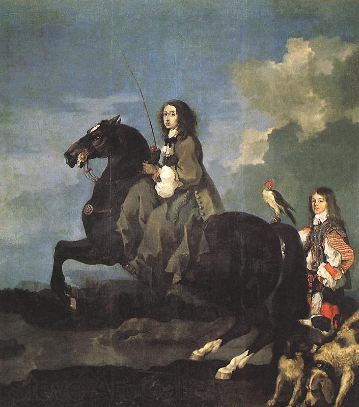Bourdon, Sebastien Queen Christina of Sweden on Horseback Spain oil painting art